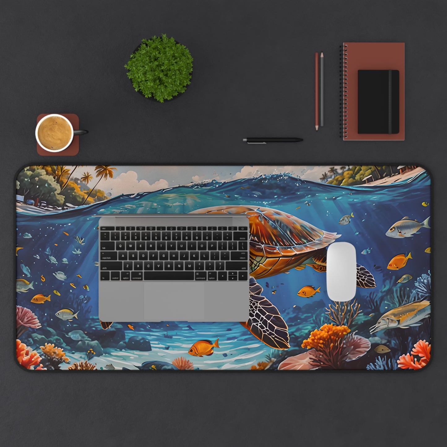 Coral Reef Sea Turtle Desk Mat