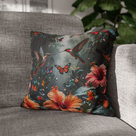 Hummingbird & Hibiscus Decorative Pillowcase