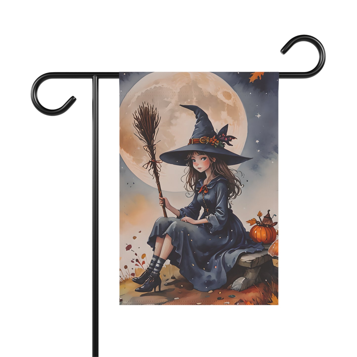 Whimsical Witch Girl Garden Flag