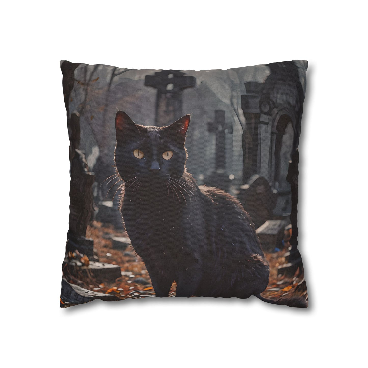 Black Cat Graveyard Pillow Cover