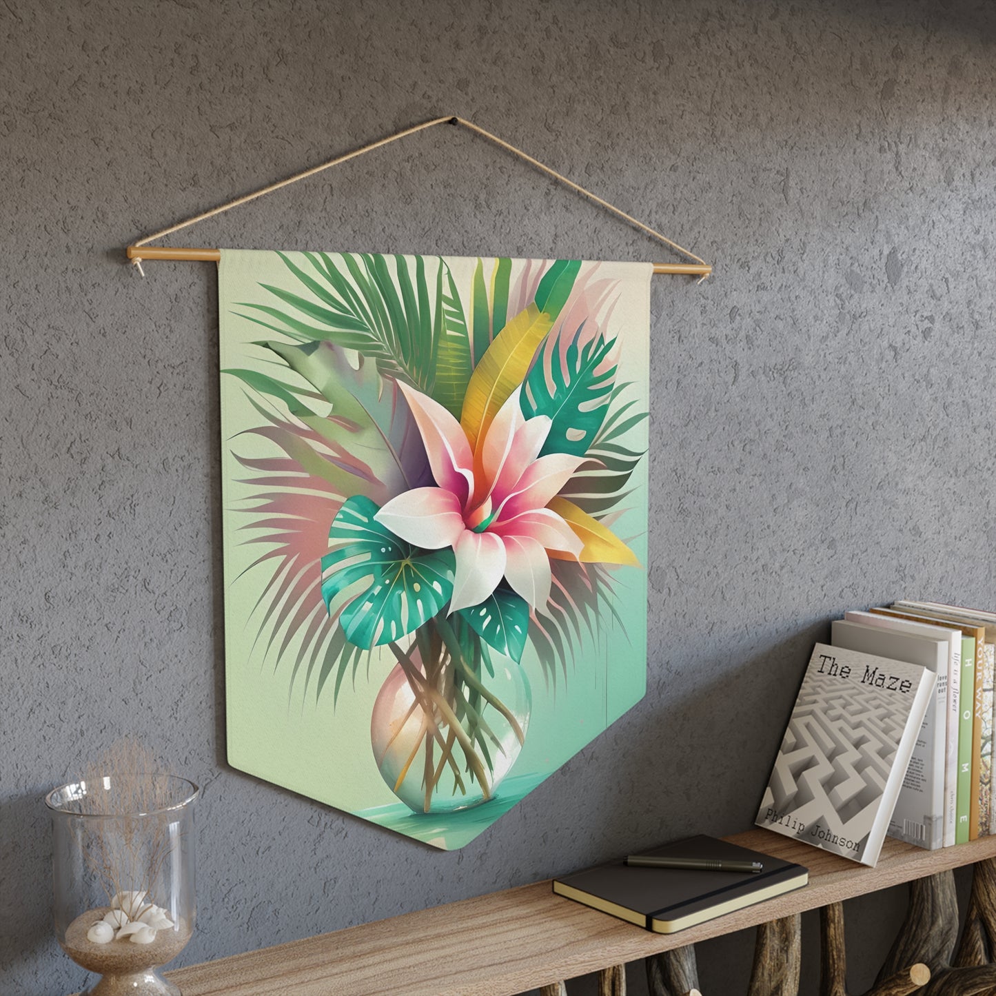 Pastel Lily & Palm Leaves Wall Decor