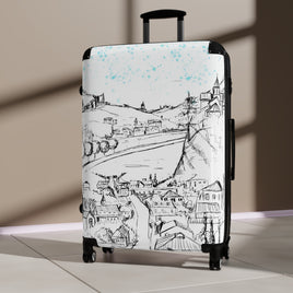 Starry Night Village Sketch Suitcase