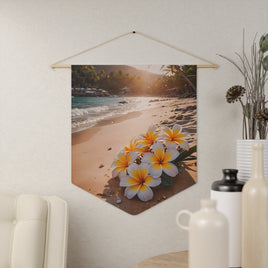 Plumerias on the Beach Pennant Wall Decor
