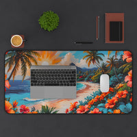 Tropical Floral Sunset Beach Desk Mat