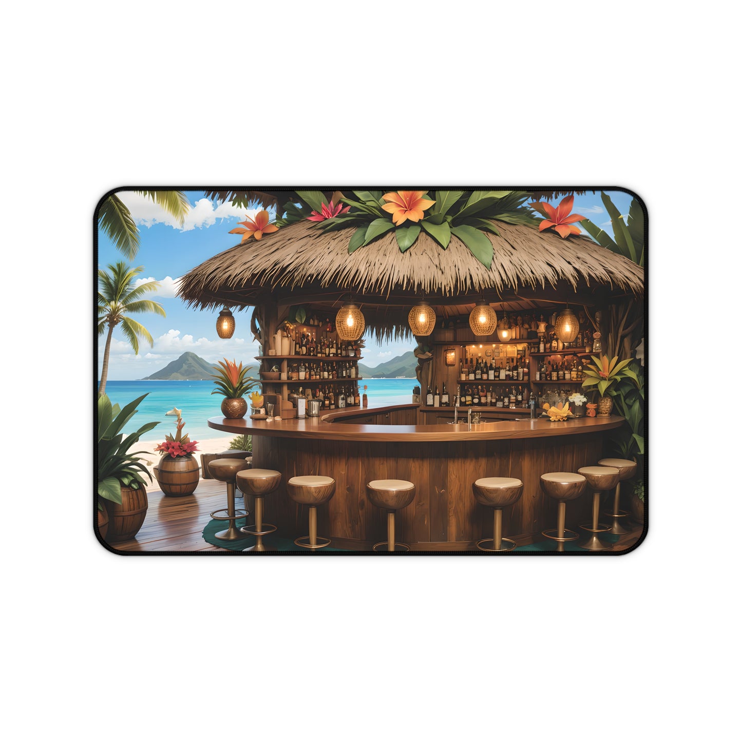 Tropical Island Beach Bar Desk Mat