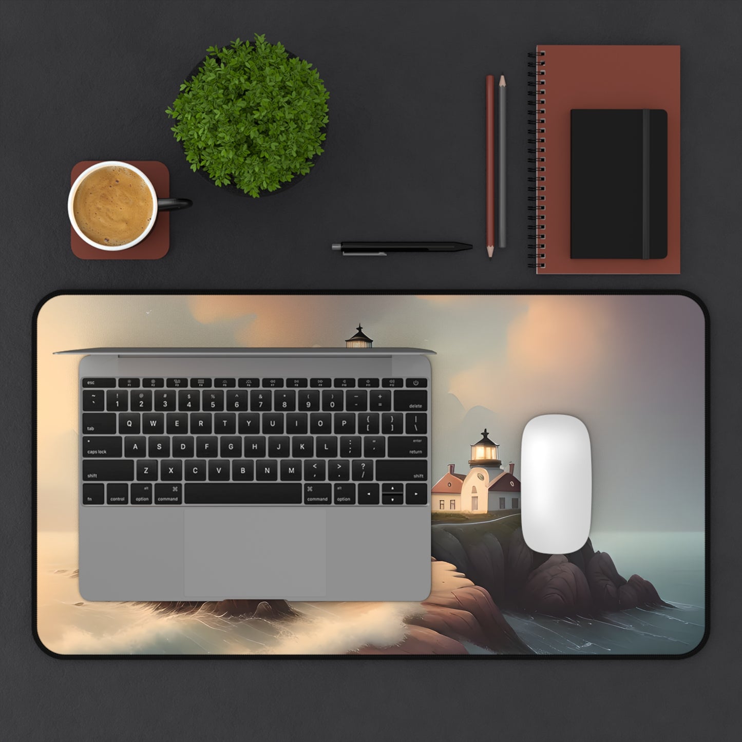 Serene Coastal Lighthouse Desk Mat