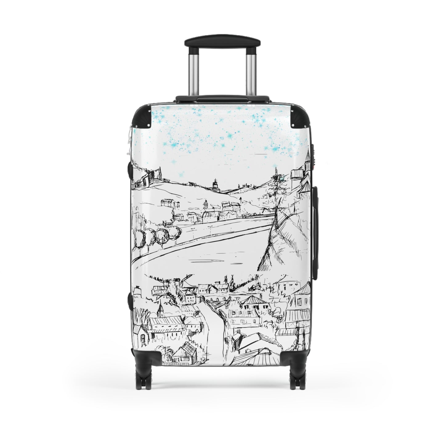 Starry Night Village Sketch Suitcase