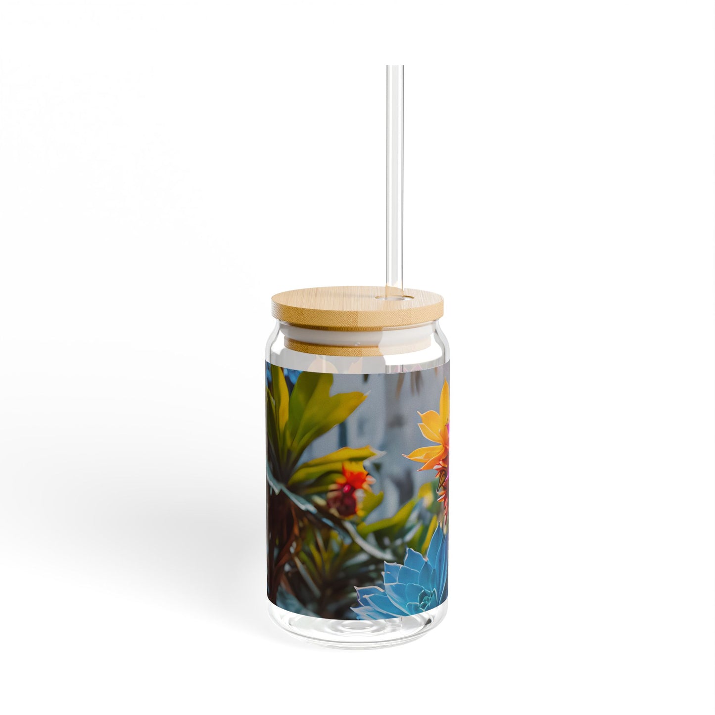 Colorful Sweet Floral Succulent Sipper Glass