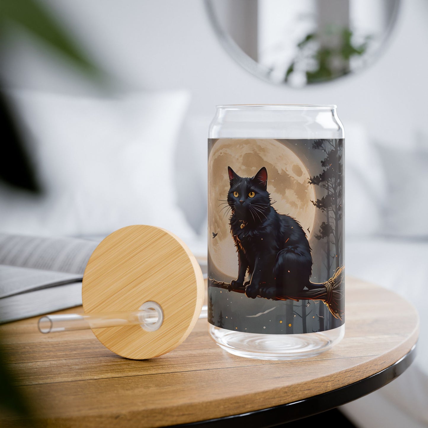 Black Cat Moon Sipper Glass