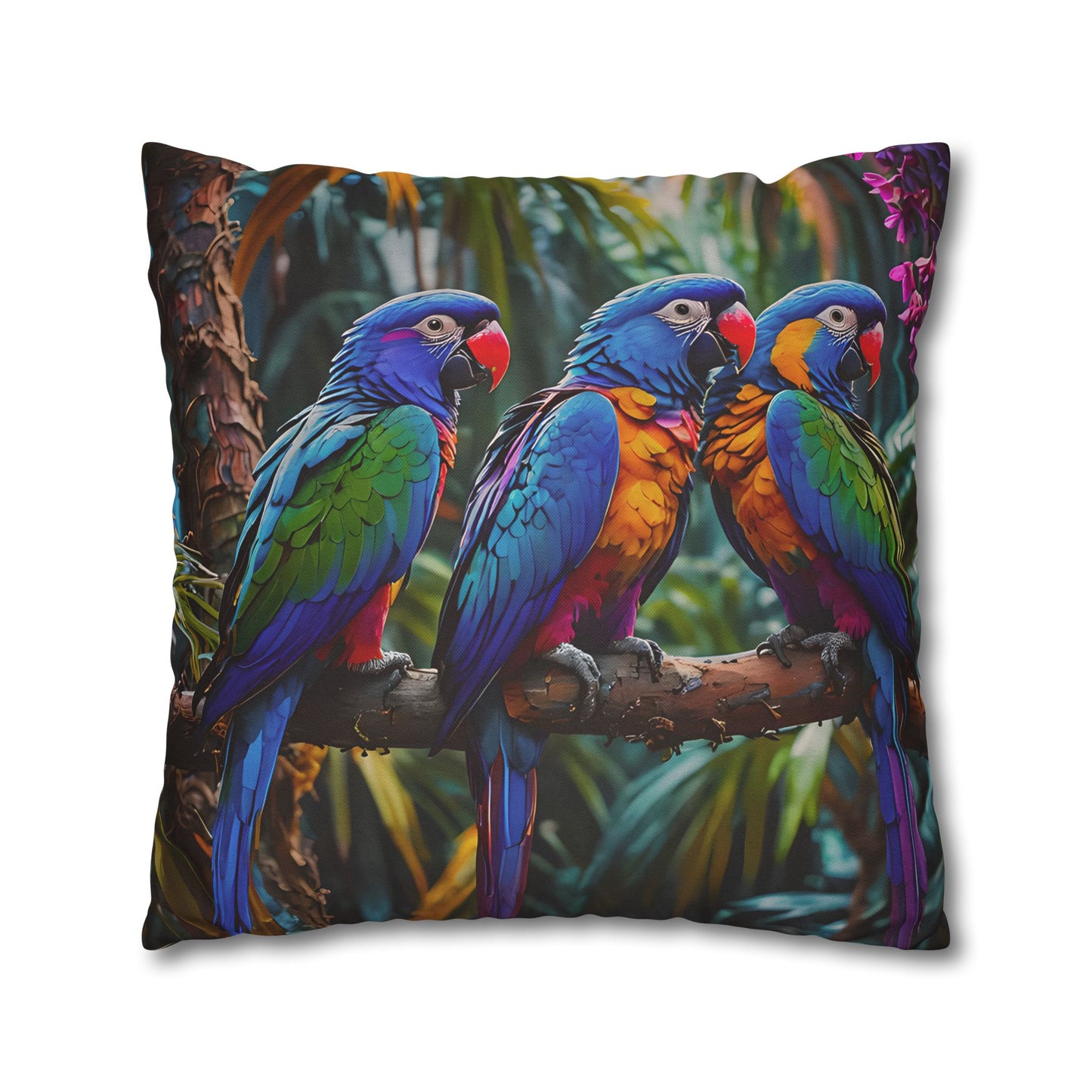 Tropical Parrots Decorative Pillowcase
