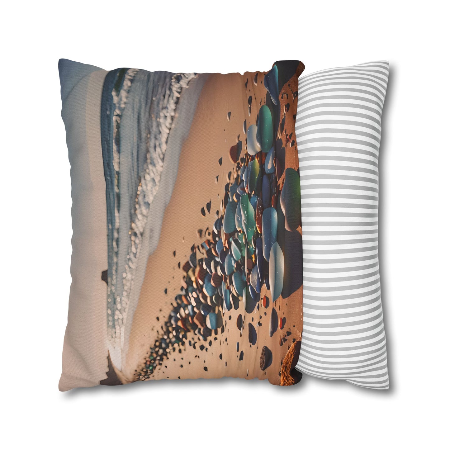 Colorful Sea Glass on Beach Pillowcase