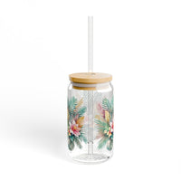 Tropical Floral Bouquet Sipper Glass