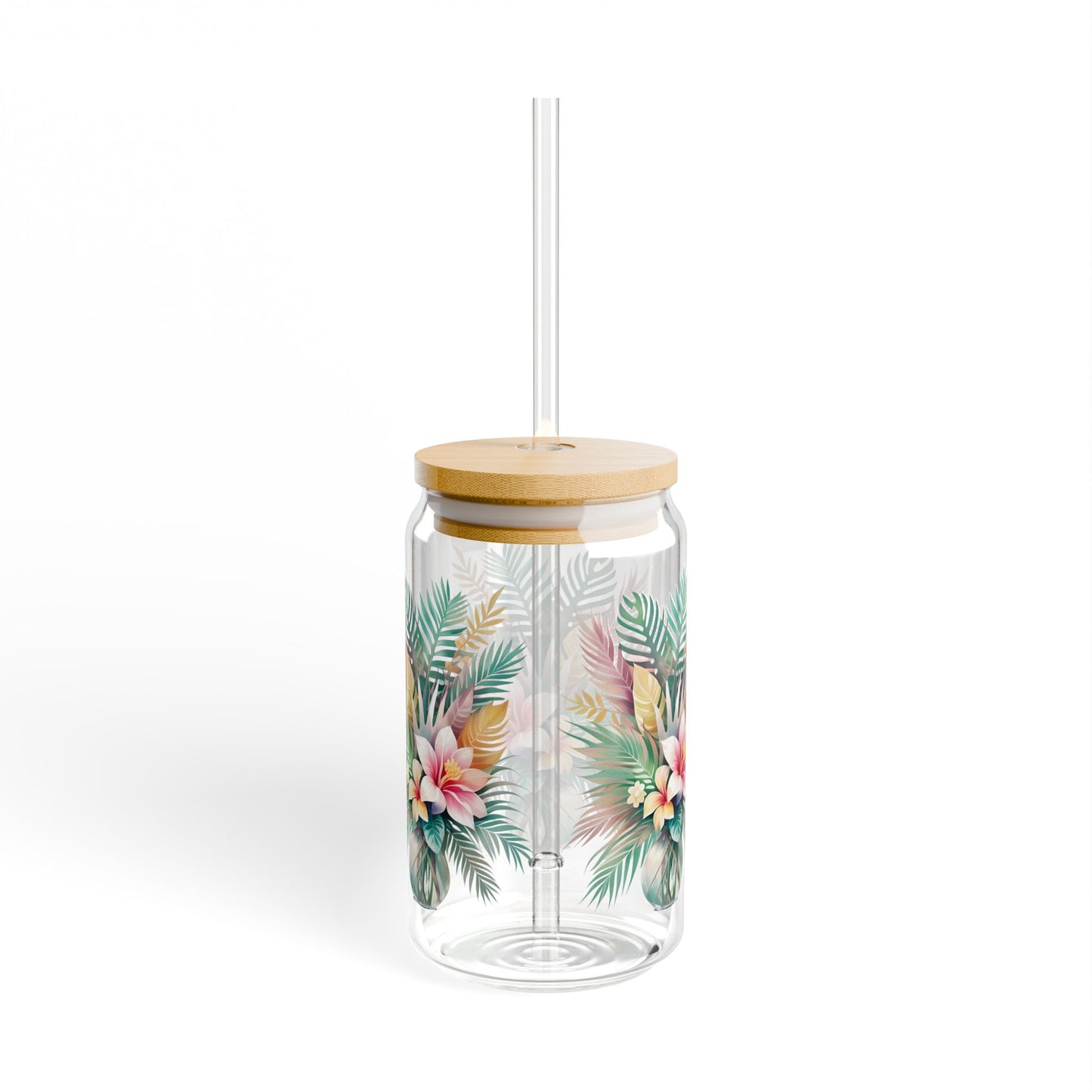 Tropical Floral Bouquet Sipper Glass
