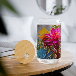 Colorful Sweet Floral Succulent Sipper Glass