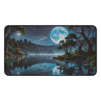 Tranquil Moonlit Lake Desk Mat