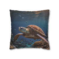 Sea Turtle in the Deep Blue Pillowcase