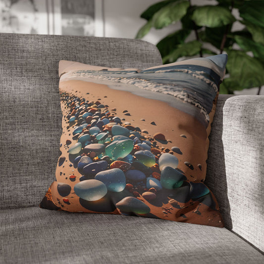 Colorful Sea Glass on Beach Pillowcase