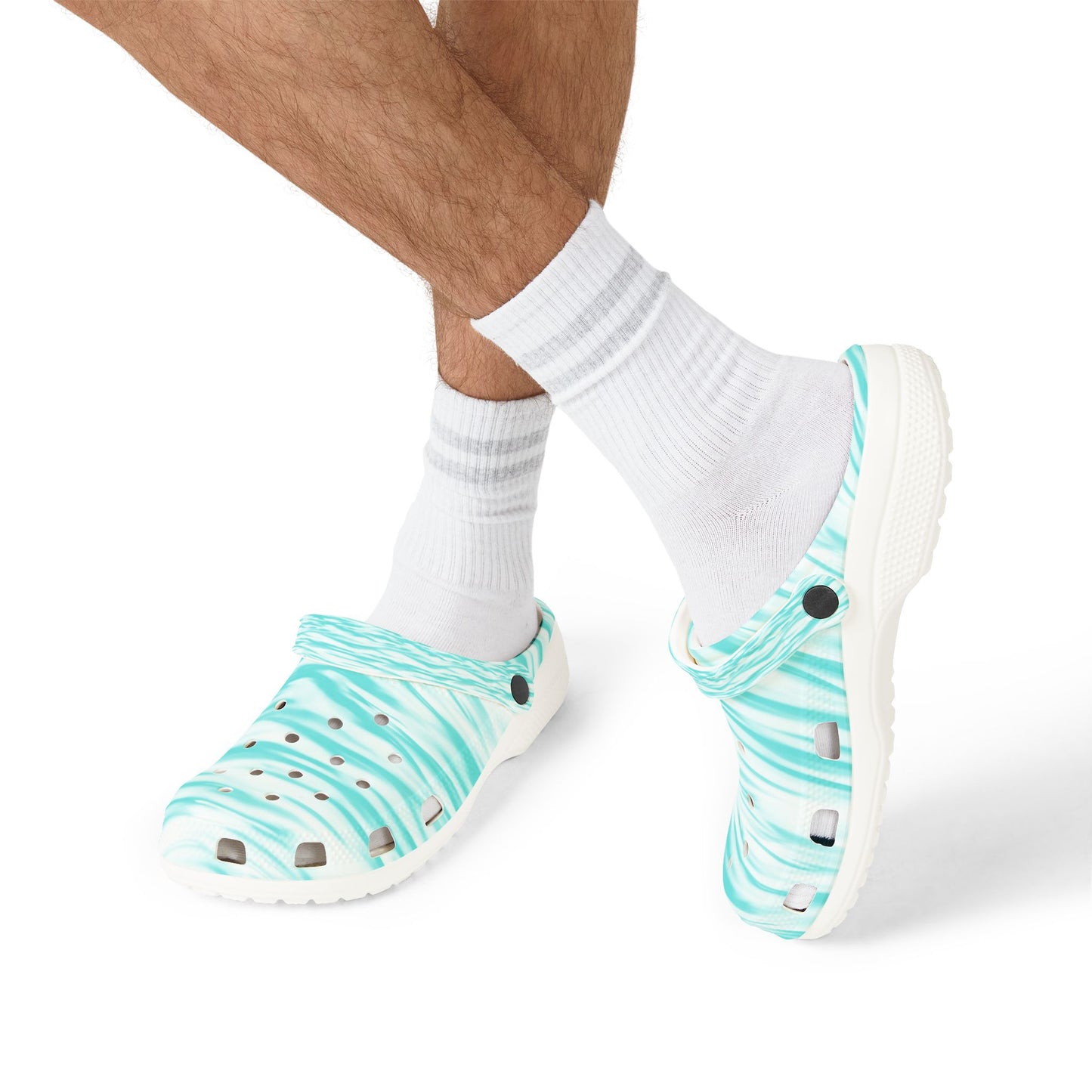 Turquoise Wave Foam Clogs