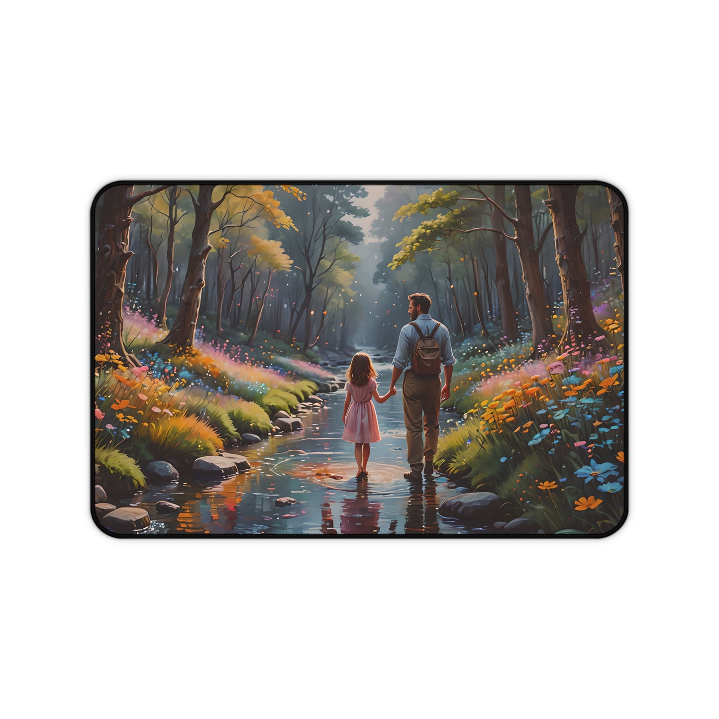 Father and Daughter Forest Walk Desk Mat