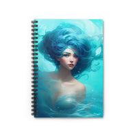 Aqua Blue Mermaid Muse Spiral Notebook