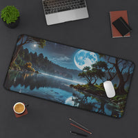 Tranquil Moonlit Lake Desk Mat