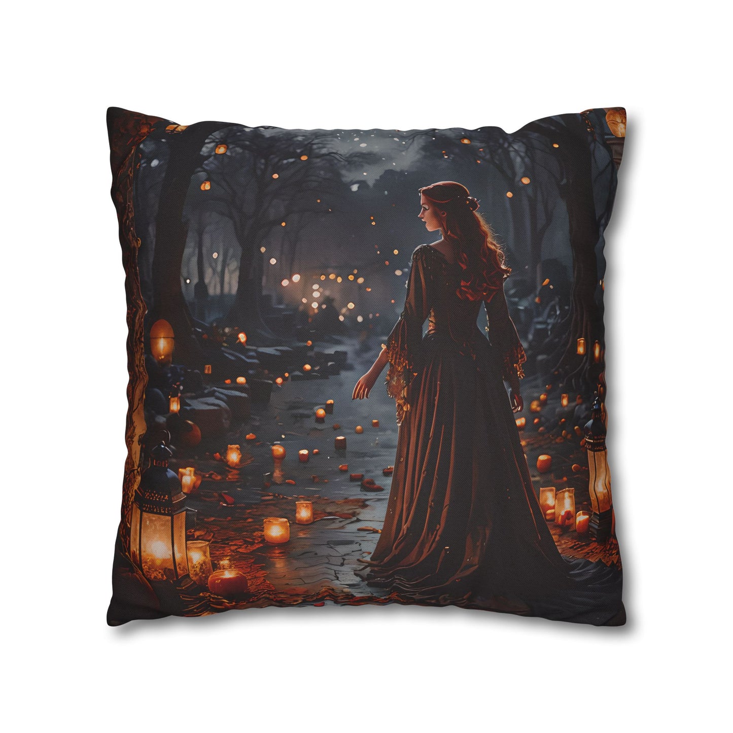 Mystical Lantern Forest Pillow Cover