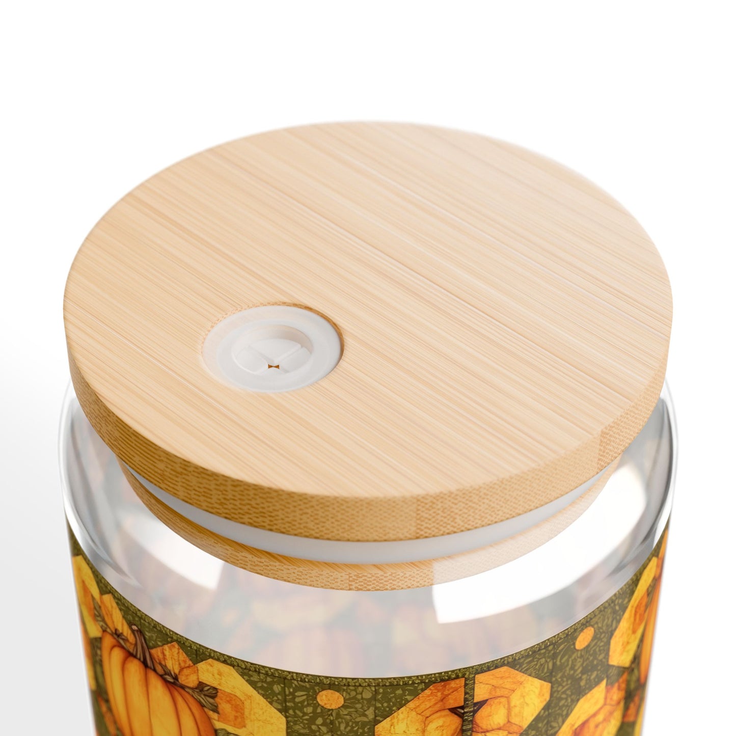 Quilt Patch Pumpkin Sipper Glass