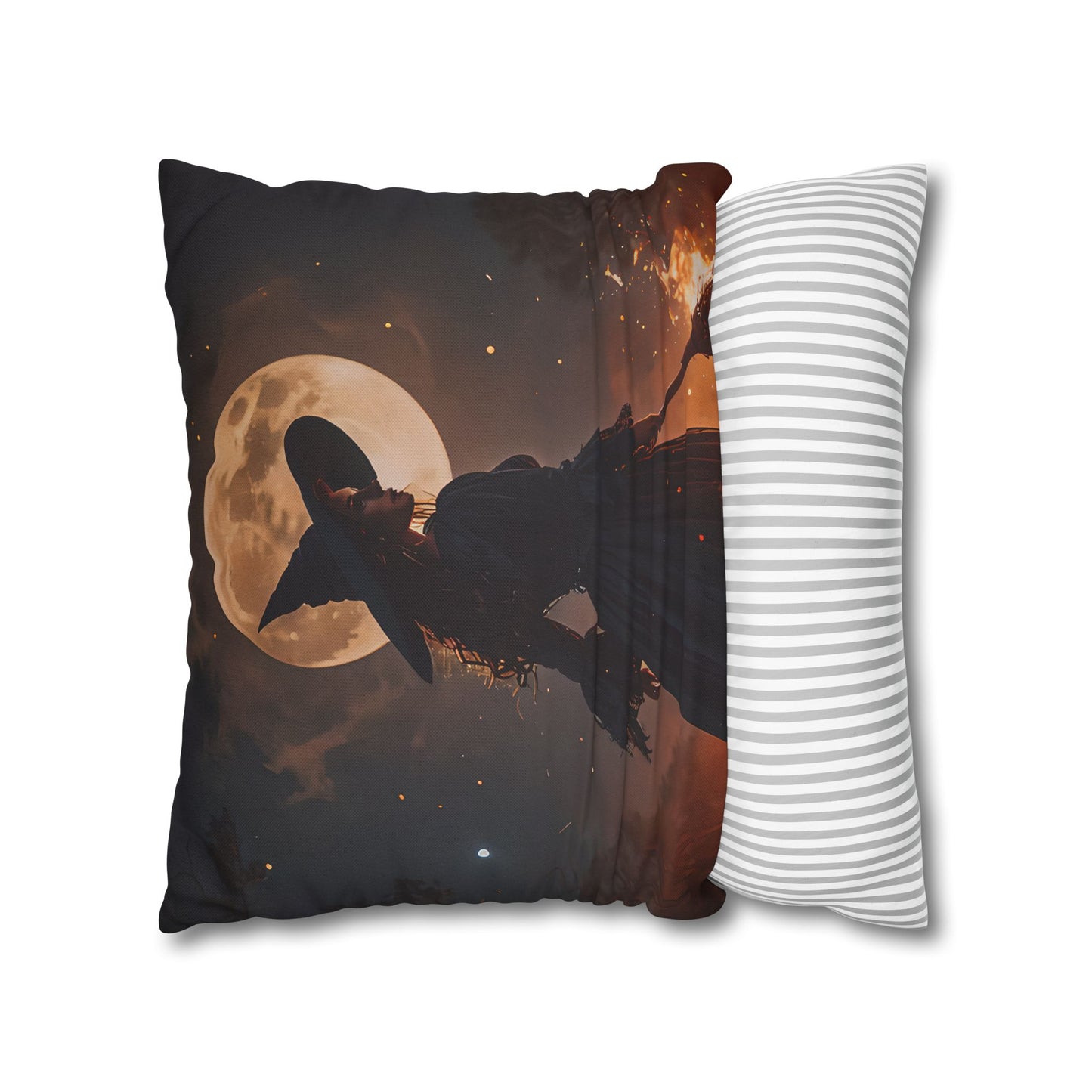 Witch Silhouette Moon Pillow Cover