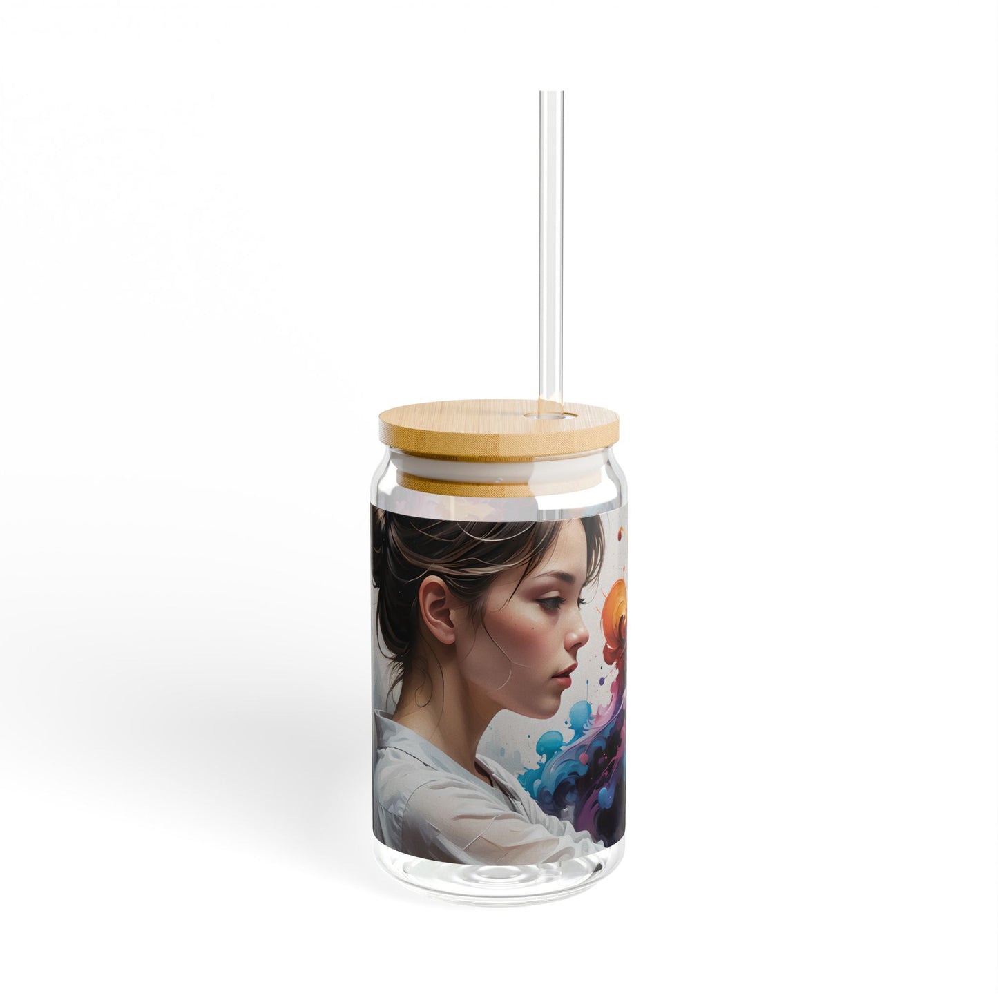 Artist Painting Portrait Sipper Glass