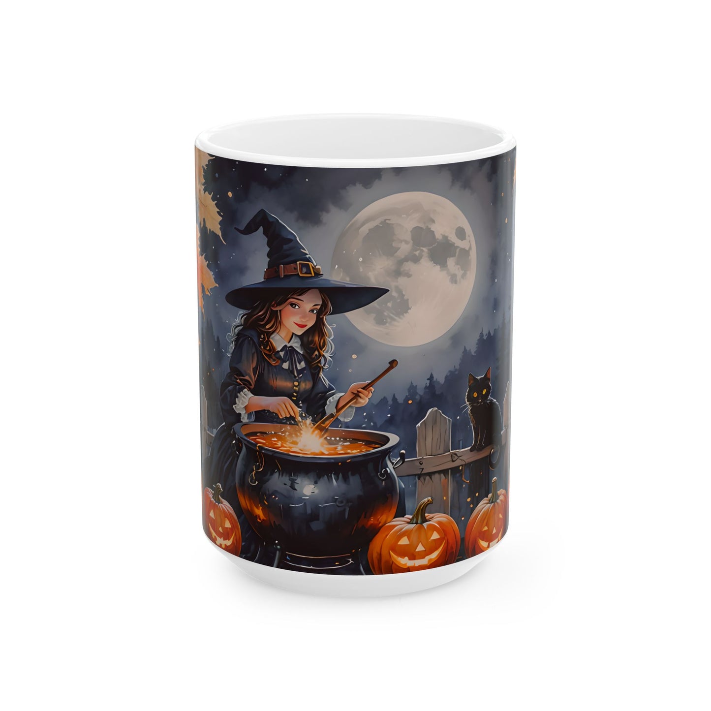 Cute Witch Stirring Cauldron Mug