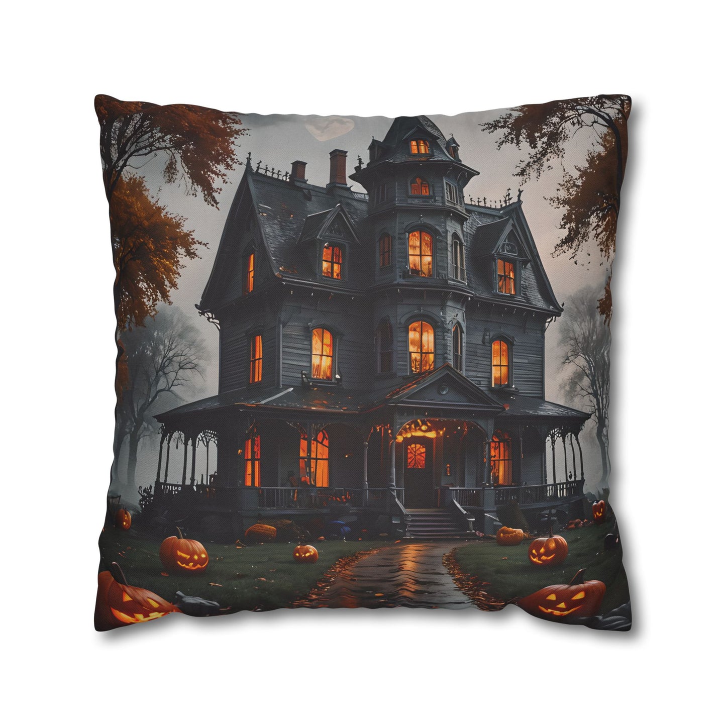 Haunted Victorian Mansion Pillow Cover