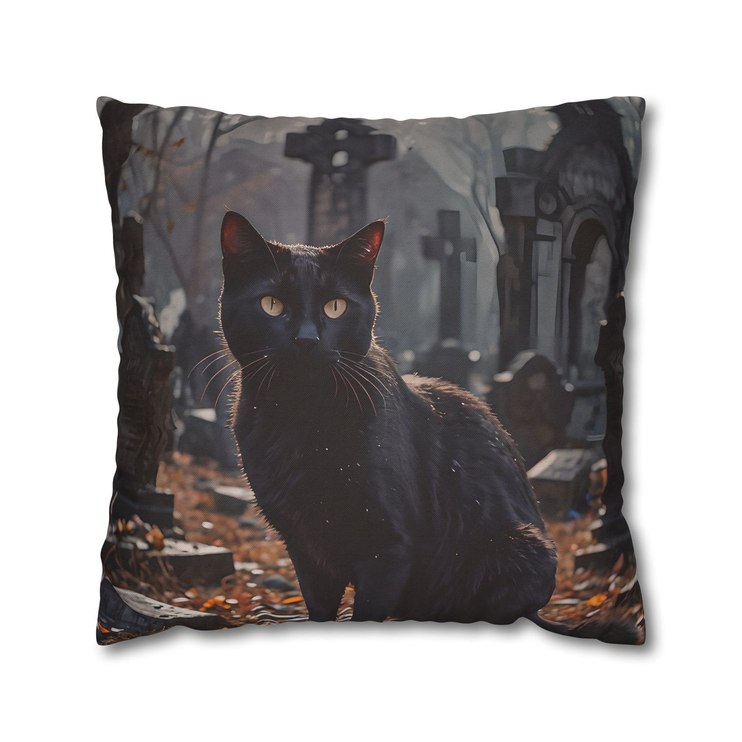 Black Cat Graveyard Pillow Cover
