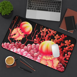 Vibrant Jellyfish Coral Desk Mat