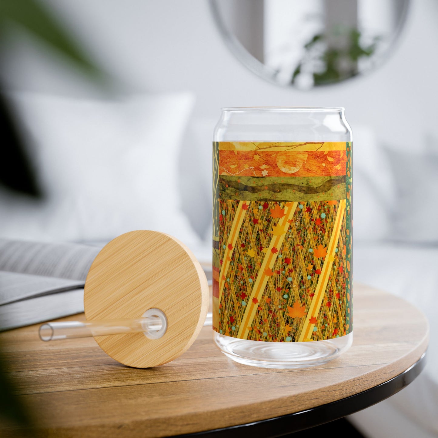 Autumn Abstract Pattern Sipper Glass