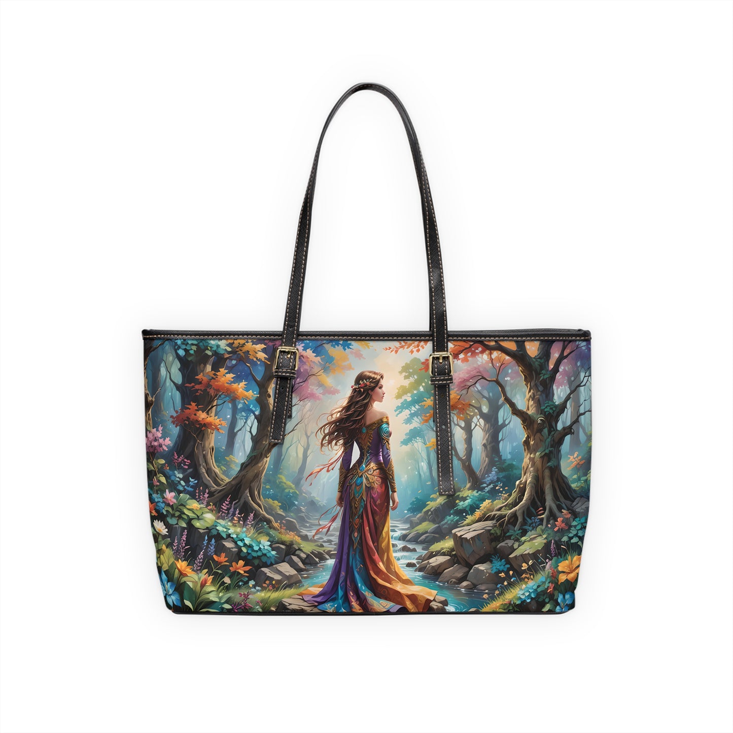 Enchanted Woodland Woman PU Leather Shoulder Bag