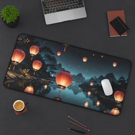 Floating Lantern at Night Desk Mat