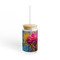Colorful Sweet Floral Succulent Sipper Glass