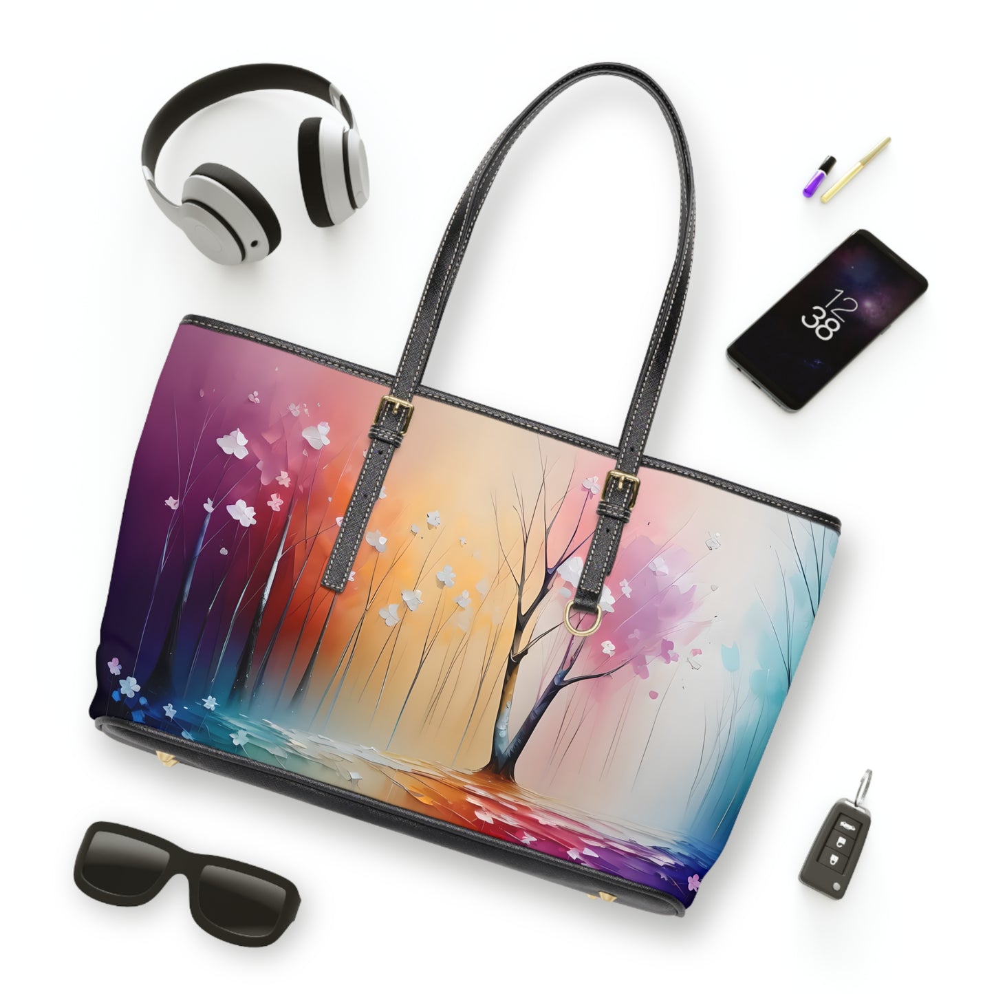 Artistic Tree Landscape PU Leather Shoulder Bag