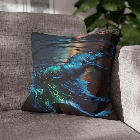 Bioluminescent Waves Decorative Pillowcase
