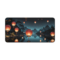 Floating Lantern at Night Desk Mat