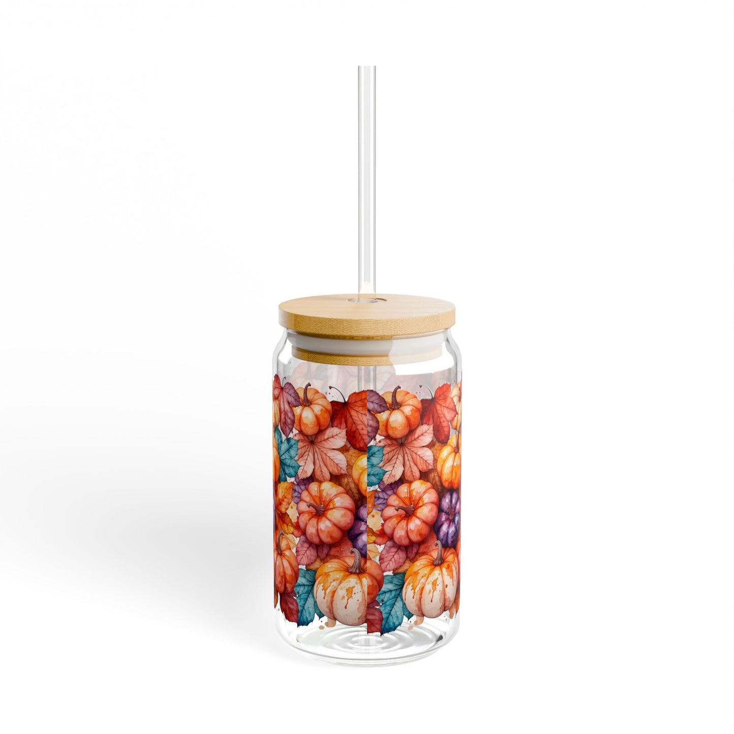 Autumn Colorful Pumpkins Sipper Glass