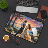 Romantic Sunset Dancing Couple Desk Mat