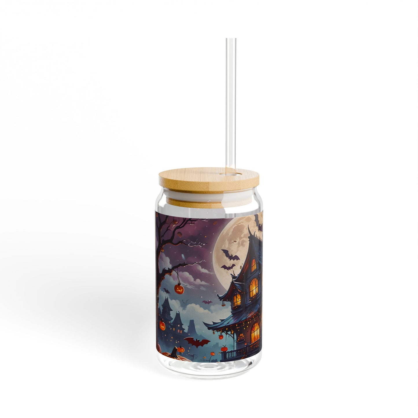 Halloween Haunted House Sipper Glass