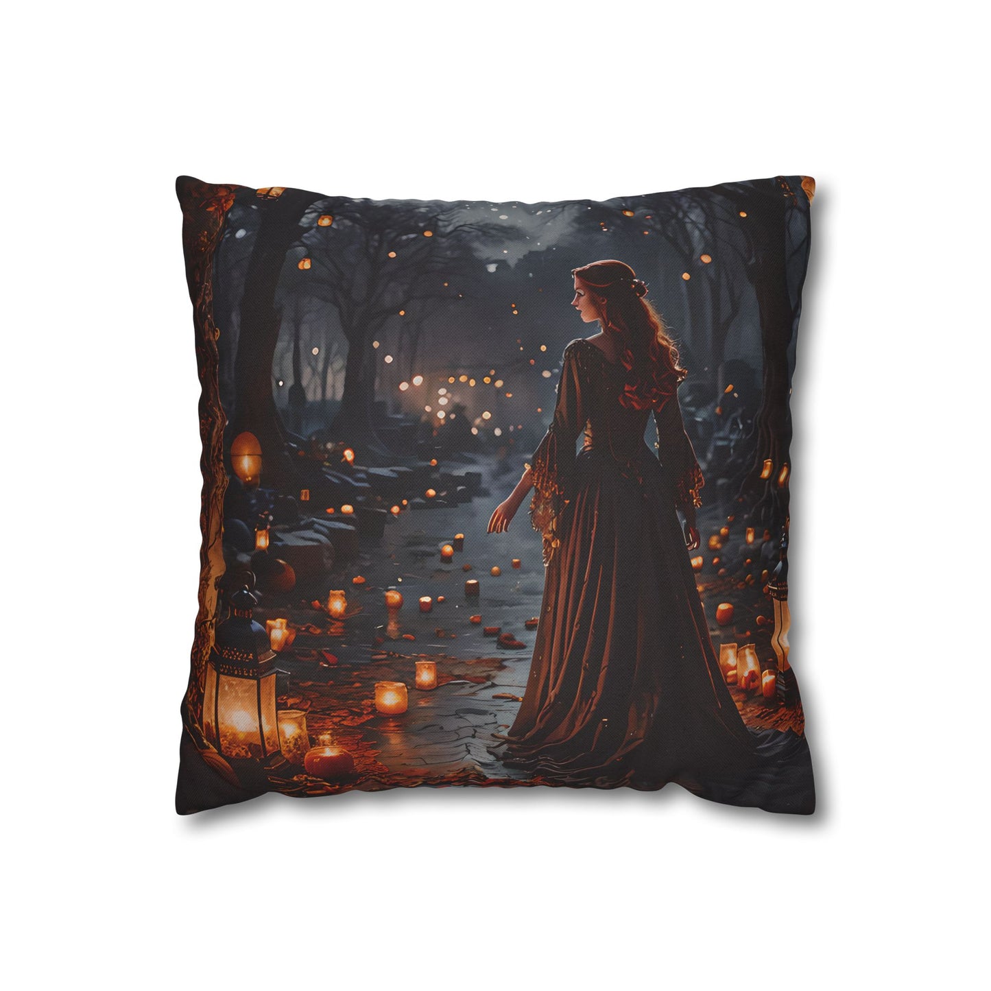 Mystical Lantern Forest Pillow Cover