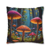 Colorful Forest Mushrooms Pillow Cover