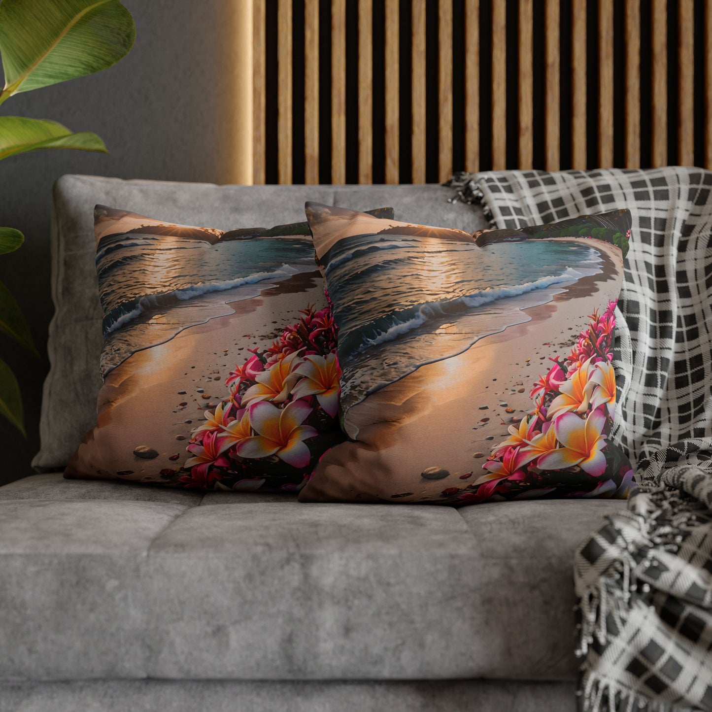 Plumeria Beach Sunset Pillowcase