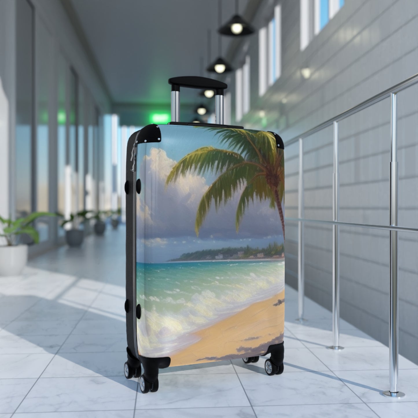 Palm Tree Seaside Cabin Suitcase