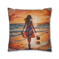 Sunset Beach Walk Pillowcase