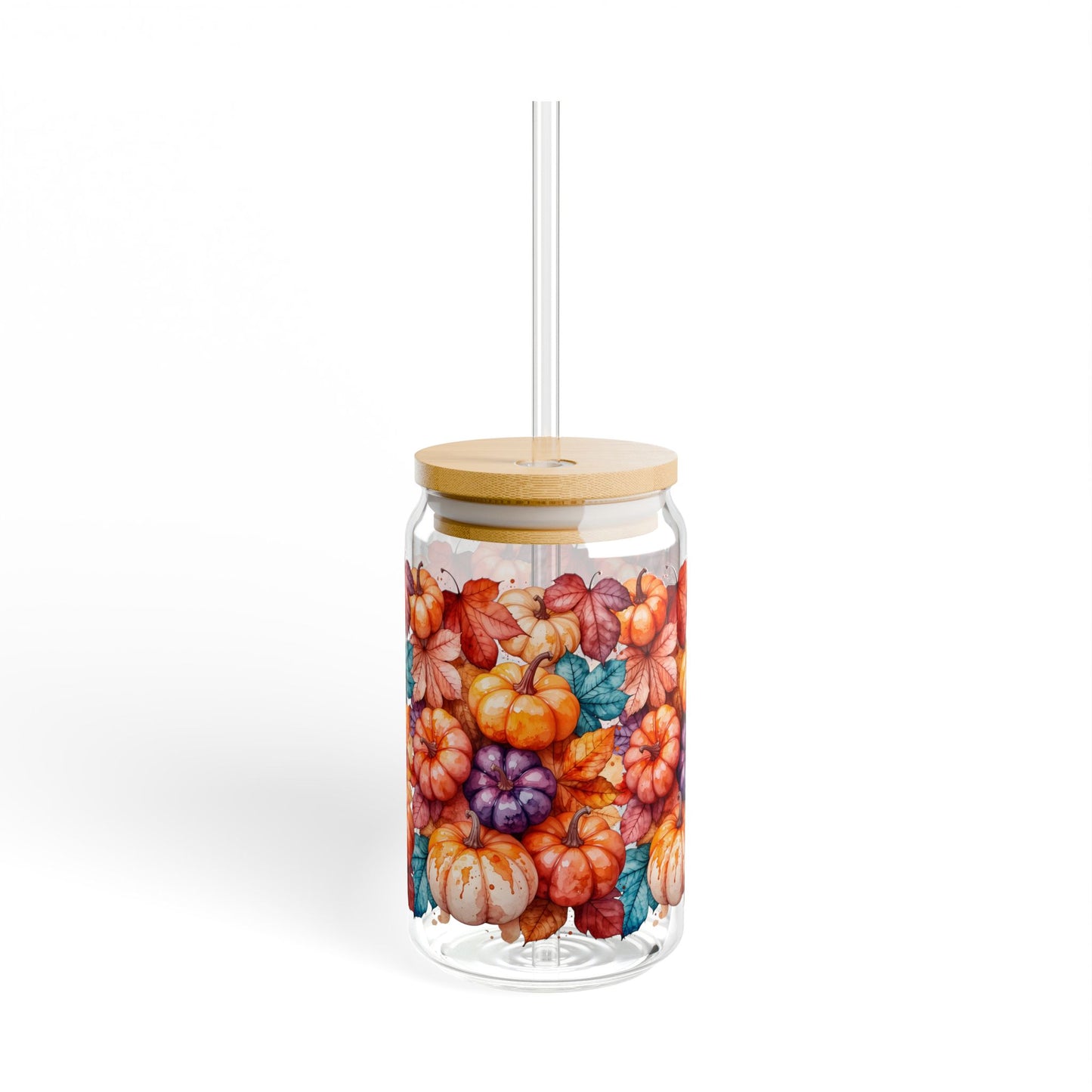 Autumn Colorful Pumpkins Sipper Glass