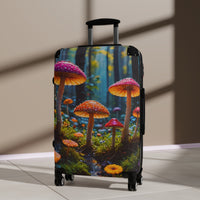 Vibrant Mushrooms in Rain Forest Cabin Suitcase